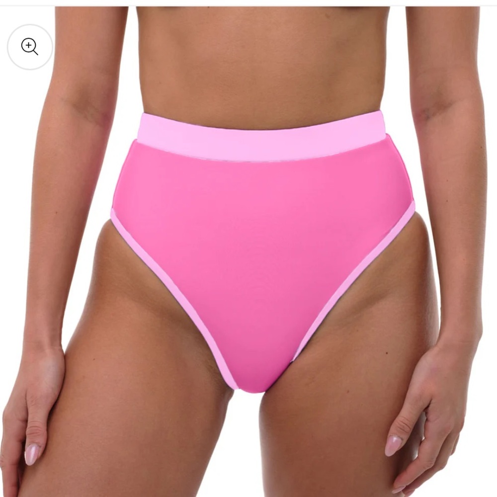 93 Play Street Full Coverage High-Waisted Poppy Pink Molly Bikini Bottom